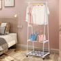 Imagem de Arara Organizadora Cabideiro Roupa Sapato Com Rodas Prateleiras Quarto Closet Sapateira Armario Casa Multifunçoes Decoraçao Organizador