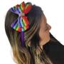 Imagem de Arco Tiara Laço enfeite Lgbt Cabelo Kit 3 Unidades Arco Iris Colorido Orgulho Lgbtqia+