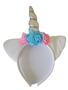 Imagem de Arco Tiara Unicórnio Infantil prata com flores