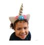 Imagem de Arco Tiara Unicórnio Infantil prata com flores