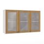 Imagem de Armário Aéreo Celeste Kappesberg 100% MDF 3 Portas com Vidro Branco/Nogueira 120cm