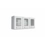 Imagem de Armário Aéreo Cozinha Modulado Gourmet 7009 3 Portas c/ Vidro Branco - Bertolini