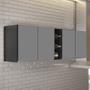 Imagem de Armário de Cozinha Aéreo Califórnia 180cm Kit 2 com Nicho Adega Preto/Cinza - Lumil