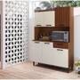 Imagem de Armário de Cozinha Compacta 6 Portas e 1 Gaveta 121cm Florença Ripado Nogueira/Off White - Pallazio