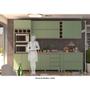Imagem de Armário de Cozinha Compacta 7 Peças com Tampo Legno Crema com Verde Jade Luci Luciane Móveis
