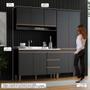 Imagem de Armário de Cozinha Compacta Modulada com Balcão Pia Sabrina 200x202 Cm 3 Peças MDP Preto MENU