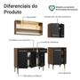 Armário de Cozinha Completa Madesa Emilly Dance com Balcão e Aéreo Vidro Reflex - Rustic/Preto Imagem de Armário de Cozinha Completa Madesa Emilly Dance com Balcão e Aéreo Vidro Reflex - Rustic/Preto