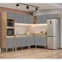 Imagem de Armário de Cozinha Modulada de Canto 8 Peças CP03 com Pia Inox Castanho/Cinza - Lumil