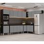 Imagem de Armário de Cozinha Modulada de Canto 8 Peças CP08 Balcão com Tampo Preto/Cinza - Lumil