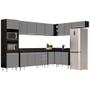 Imagem de Armário de Cozinha Modulada de Canto 8 Peças CP08 Balcão com Tampo Preto/Cinza - Lumil
