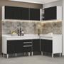 Imagem de Armário de Cozinha Modulado de Canto 6 Peças CP29 Balcão com Tampo Branco/Preto - Lumil