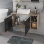 Imagem de Armario gabinete banheiro 80cm + cuba soprepor + espelheira com puxador aluminio madeirado/preto