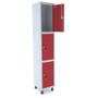 Imagem de Armário Guarda Volume Locker Roupeiro 1 Vão 3 Portas Aço GRF501/3 Cinza e Vermelho - Pandin