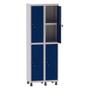 Imagem de Armário Guarda Volume Locker Roupeiro 2 Vãos 04 Portas Com Prateleira GRF502PRI/4 Cinza e Azul Del Rey - Pandin