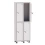 Imagem de Armário Guarda Volume Locker Roupeiro 2 Vãos 4 Portas Aço GRF502/4 Cinza e Branco - Pandin
