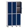 Imagem de Armário Guarda Volume Locker Roupeiro 3 Vãos 06 Portas Com Prateleira GRF503PRI/6 Cinza e Azul Del Rey - Pandin