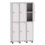 Imagem de Armário Guarda Volume Locker Roupeiro 3 Vãos 06 Portas Com Prateleira GRP503PRI/6 Cinza e Branco - Pandin