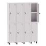 Imagem de Armário Guarda Volume Locker Roupeiro 4 Vãos 08 Portas Com Prateleira GRF504PRI/8 Branco - Pandin