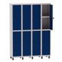 Imagem de Armário Guarda Volume Locker Roupeiro 4 Vãos 08 Portas Com Prateleira GRF504PRI/8 Cinza e Azul Del Rey - Pandin