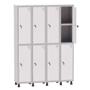 Imagem de Armário Guarda Volume Locker Roupeiro 4 Vãos 08 Portas Com Prateleira GRF504PRI/8 Cinza e Branco - Pandin
