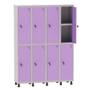 Imagem de Armário Guarda Volume Locker Roupeiro 4 Vãos 08 Portas Com Prateleira GRF504PRI/8 Cinza e Lilás - Pandin