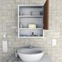 Imagem de Armário para Banheiro 1 Porta com Espelho Slim Appunto Branco e Castanho