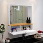 Imagem de Armário Para Banheiro Com Espelho Amplo - Branco/Nature