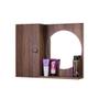 Imagem de Armário para Banheiro com Espelho Redondo Madeira Escura