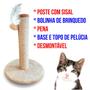 Imagem de Arranhador Para Gatos Redondo Poste Com Brinquedo Pet Sisal Bege