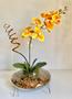Imagem de Arranjo 1 Galho Orquídea Artificial Amarelo em Vaso de Vidro