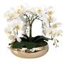 Imagem de Arranjo 4 Flores De Orquídeas Brancas 3D Vaso Dourado G