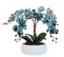 Imagem de Arranjo 4 Orquídeas Azul Artificial Vaso Cerâmica Branco