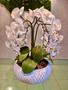 Imagem de Arranjo Artificial 4 Orquídeas Brancas Vaso de Cerâmica Branco