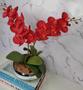 Imagem de Arranjo Com 2 Orquídeas Vermelha Vaso Prata 22cm