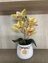 Imagem de Arranjo de orquídea artificial com toque real com vaso de cerâmico branco
