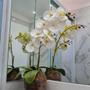 Imagem de Arranjo de Orquídea Branca Artificial 70cm Com Vaso De Vidro 