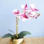 Imagem de Arranjo de Orquídea de Silicone Tigre no Vaso Dourado  Formosinha