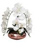 Imagem de Arranjo Flores 3 Orquídeas Branca Toque Real Com Vaso Vidro
