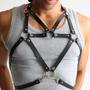 Imagem de Arreio Harness Peitoral Em Couro Branco Masculino Com Metais