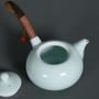 Imagem de Artesanal estilo japonês Celadon Teapots Cerâmica Kung Fu Conjunto de Chá com Alça de Madeira Porcelana Chinaware Chá de Chá set Cháset Woodtea Conjuntos de Porcelana