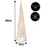 Imagem de Árvore Cone Aramado Rattan Rústico 60cm Bege e Branco Iluminada LED 20 Lâmpadas - Magizi