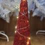 Imagem de Árvore Cone Cotton Glitter Vermelho Iluminada Fio de Fada LED 20 Lâmpadas à Pilha 60cm - Magizi