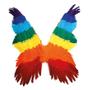 Imagem de Asa de Fada Colorida arco-íris para Fantasia tamanho Adulto com elástico e pena artificial 1un