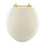 Imagem de Assento Sanitario Almofadado Convencional Oval Bone para vaso Ideal Standard com Ferragem Dourada