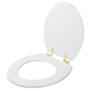 Imagem de Assento Sanitário com Amortecedor Buzios Branco para vaso Hervy com Ferragem Dourada