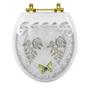 Imagem de Assento Sanitário Decorado Oval Convencional Com Borboleta Verde para todas as marcas Com Ferragem Dourada