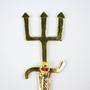 Imagem de Athame Exu com Tridente e Crânio em Metal Dourado 17 cm