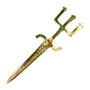 Imagem de Athame Exu com Tridente e Crânio em Metal Dourado 17 cm