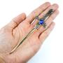 Imagem de Athame Metal Dourado Envelhecido 15 cm Pedra Azul