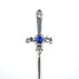 Imagem de Athame Metal Prata Brilhante 15 cm Pedra Azul